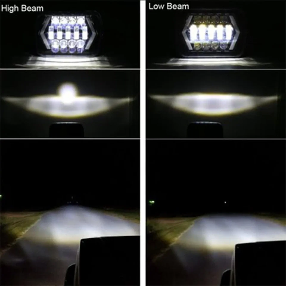 Par de faros de haz alto bajo LED rectangulares de 7x6" 5x7" para camioneta Jeep Cherokee XJ YJ Foto 4 de 4