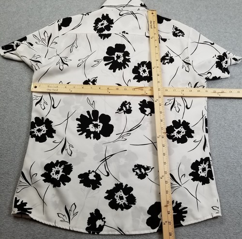Shein Button Up Shirt Mens Medium M White Black Floral Short Sleeve Sheer Spring - 第 7/13 張圖片