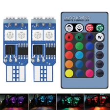 2x 6SMD Multi-Color RGB T10 194 Wedge LED Remote for Parking Side Strobe Lights