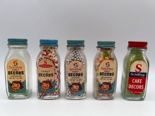 6 LOT RARE Vintage Schilling Fancy Decors Cake Baking Sprinkles & Food Color Dye - Picture 3 of 24