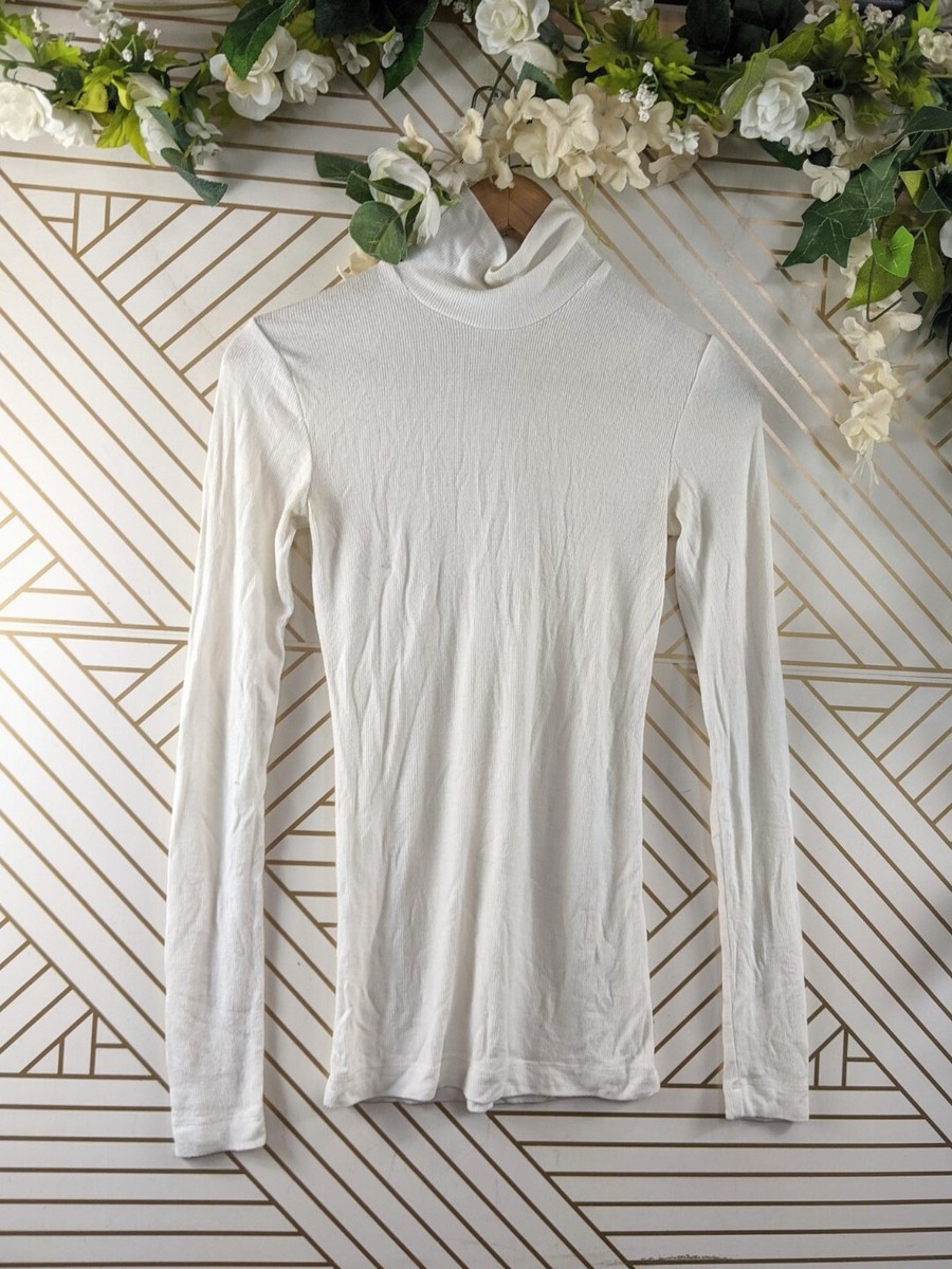 ARITZIA Wilfred Ribbed Mock Neck Long Sleeve Sheer White