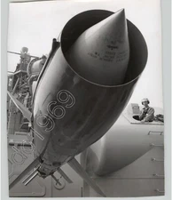Closeup Bendix Talos Missile on GALVESTON Cruiser PHL Navy Yard 1958 Press Photo