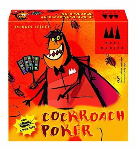 Coiledspring Games Three Magicians Cockroach Poker Card Game, Orange