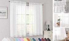 Short Sheer Curtains 45 Inch Length for Small 42"W x 45"L Pack of 2 White