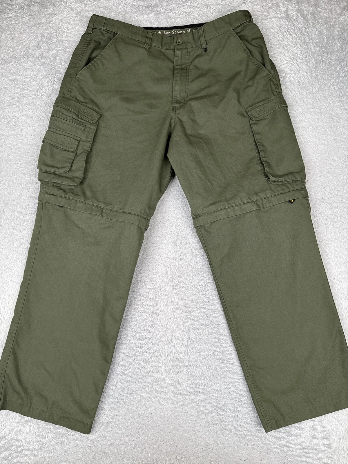 Boy Scouts Of America Pants Mens 34x31 Green Convertible Uniform Cargo Zip Off