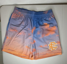 Eric Emanuel Men's Cloud Print Mesh Athletic Shorts Large Blue Orange