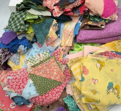 Over 2 pounds of Small Fabric Scraps for Quilting or Crafts Triangles Rectangle 