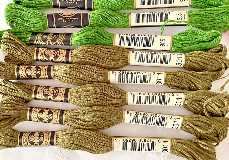 DMC 25 Mouline Special Embroidery Floss Lot of 12 Greens and Pinks New - Image 3 of 4