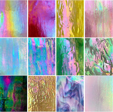 12 Sheets High Shine Iridescent Stained Glass Sheet Variety Pack, 4 X 6-Inch Iri