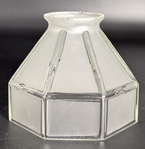 Vintage Art Deco Geometric Panel Frosted & Clear Light Shade, 2-1/4” Fitter