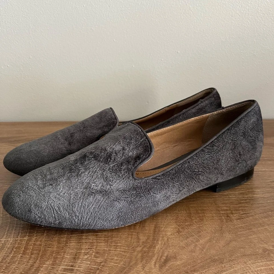Mocasín plano TAHARI gris foley jacquard floral terciopelo sin cordones Foto 4 de 4