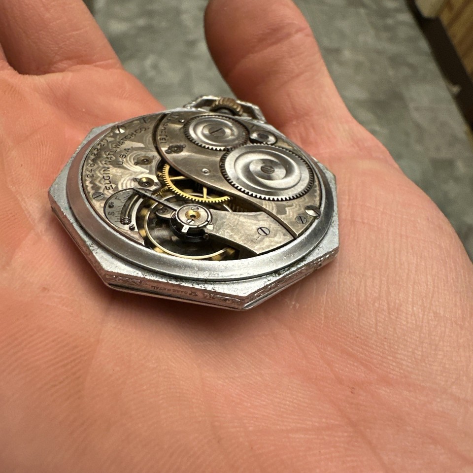 Pictograph Grade R Art Deco 1932 Elgin Grade 315 Model 3 Pocket Watch 15 Jewels Octagon ...