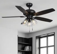 Hampton Bay Rockport 52 in. LED Matte Black Ceiling Fan w/ Reversible Blades