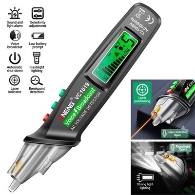 Spannungsprüfer Berührungslos 12-1000V LCD Sprachausgabe Phasenprüfer Tester
