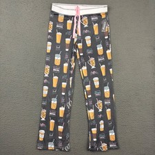 PJ Salvage Pajama Bottoms Womens Medium Gray Blended Mocha Drink AOP Cute Lounge