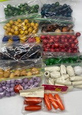 Vintage Macrame Wooden Bead Lot Mixed Colors  Sizes Craft Supply Boho Decor