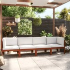 vidaXl Garden Sofa Cream Solid Acacia wood 4-Seater Garden Sofa