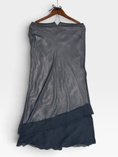 MNG Night Mango Vintage Y2K Shimmer Sheer Halter Gray Asymmetric Midi Dress 8