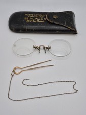 Antique Rimless Pince-Nez Eyeglasses 1/10 12K GF Bifocal Nose Glasses