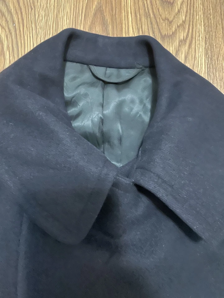 Abrigo Guisante Azul Marino de Estados Unidos Para Hombre Lana Mediana Doble Pecho Negro De Colección Foto 2 de 4