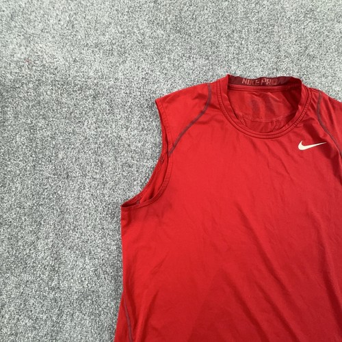 Nike Pro Sleeveless Shirt Mens XL Red Dri-Fit Athletic Training Gym Top Tee - Picture 2 of 13