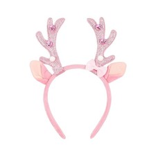QDTK Christmas Antler Headband Glitter Pink Reindeer Ears Hair Bands Deer Antler