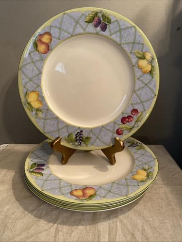 Set Of 4 Mikasa FRUIT RAPTURE Y4001 Casual Classic Dinner Plates 10-3/4” - Picture 1 of 3