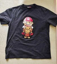 BAPE A Bathing Ape Tee T-Shirts Cotton Black MARIO BABY MILO Size L Used