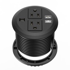 Desktop Power Grommet 3 inch, Desk Power Outlet Socket Recessed Power Strip w...