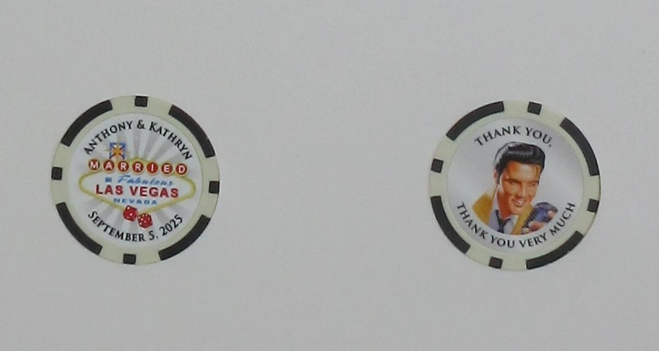 LAS VEGAS WEDDING SIGNATURE FRAME with PERSONALIZED CASINO CHIPS, PHOTO DISPLAY - Image 3 of 4