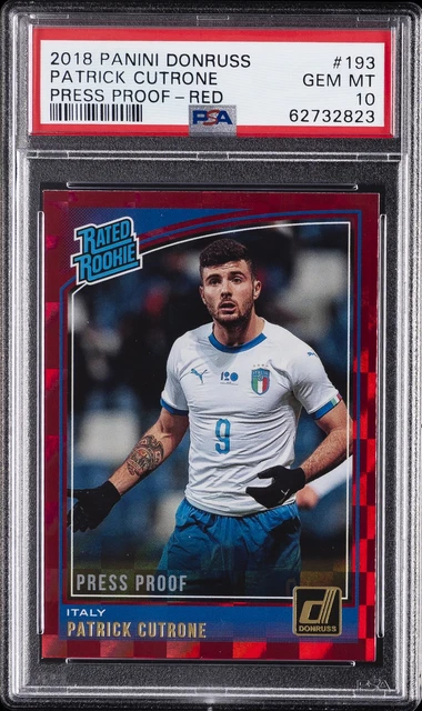 2018 Panini Donruss Press Proof - Red #193 Patrick Cutrone Rookie RC PSA 10