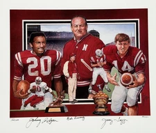 THE DYNASTY BEGINS SIGNED PRINT BOB DEVANEY RODGERS TAGGE LE 950 HUSKERS