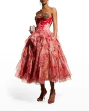 Alexander McQueen Coral Organza Corset Evening Dress- With Tags- RRP$25,000 AUD