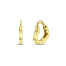 Heart Shaped 8mm Girl Earrings Hoop - Yellow Gold Flashed Sterling Silver
