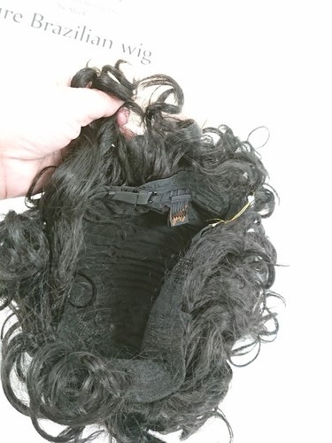 Virgin Gold Brazilian Pure Human Hair Wig Natural 1B Dark Curly Bob Brand New - 第 6/7 張圖片