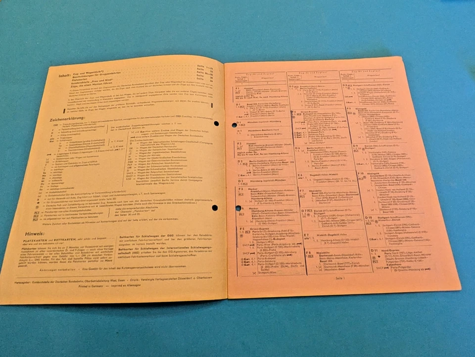 Kurswagenverzeichnis Sommer 1964, Deutsche Bundesbahn - Bild 2 von 4