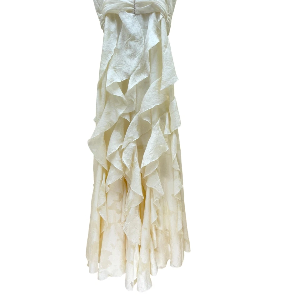Badgley Mischka Ivory Strapless Ruffled Wedding Dress Bridal Gown Womens 14 Chic - Image 4 of 4