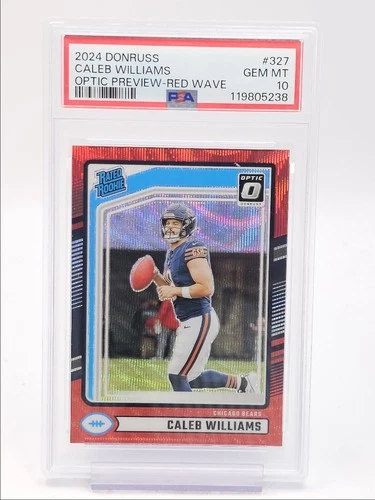 CALEB WILLIAMS 2024 OPTIC PREVIEW RATED ROOKIE RED WAVE GEM D RC PSA 10 Q0004