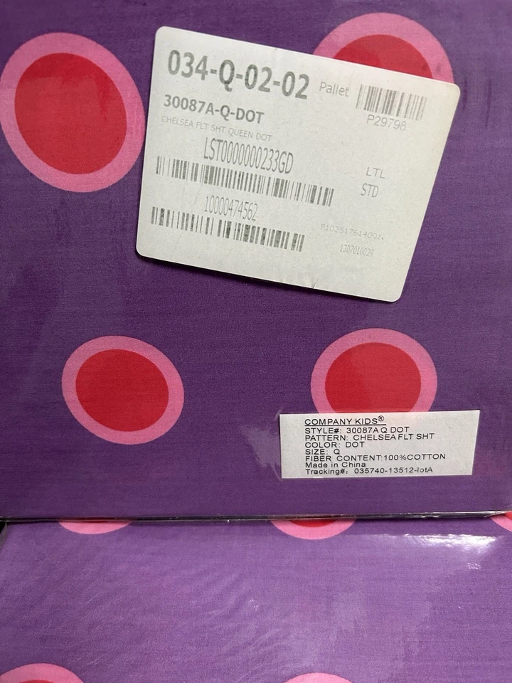 The Company Store Queen Flat & Fitted Sheet Set 100 % cotton (Chelsea Dot)  Pink - Image 2 of 4