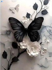 Butterfly Flower Diamond Art Kits for 12 inches x 12 inches, DZ863