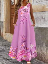 Ladies Lightweight Sleeveless Summer Floral Maxi Dress Size 26 (5 XL )
