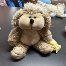 Adorable Brown Dog Plush W/ Tail 12  Stuffed Animal Chubby Cheeks All Stuffed Up