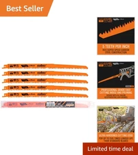 Extra-Long 12-Inch 5 TPI Reciprocating Saw Blades - Pack of 5 with Storage Case