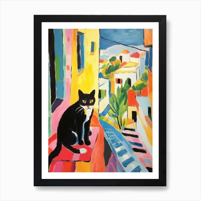 Gemälde einer Katze in Dubrovnik Croa gerahmtes Wandbild Poster Leinwanddruck Bild