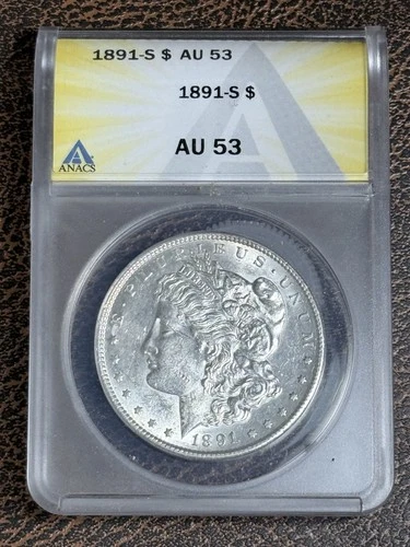 1891-S Morgan Silver Dollar, AU53, Free Shipping