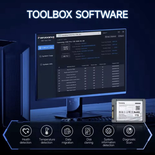 Fanxiang SSD 1TB 2.5" SATA SSD 6Gb/s 550MB/S Internal Solid State Hard Drive PC - 第 3/8 張圖片