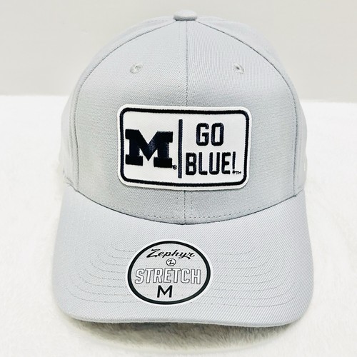Zephyr Michigan Wolverines Go Blue Hat Cap Stretch Flex Medium Gray NCAA College - Picture 2 of 5