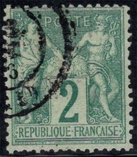 France 1876 Yv. 62 Oblitéré 100% signé 2.c, Sage
