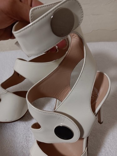 Versace Showstopper White Patent Leather W/ Ankle Strap High Heels size 6 - Picture 4 of 9