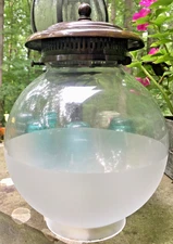Antique ARC Lamp Shade Glass Globe for Gas Lights 8" Tall w/ Vent Cap